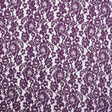 Tissu dentelle guipure Fleurs, aubergine