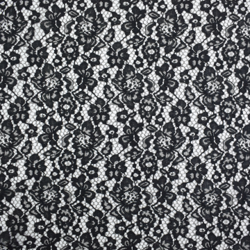 Tissu dentelle guipure Fleurs, noir