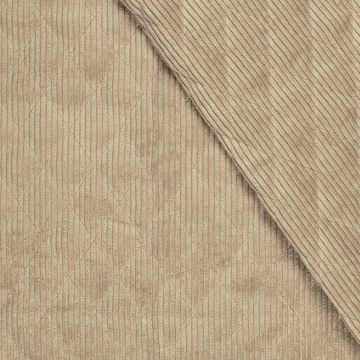Tissu matelassé molletonné velours côtelé, beige