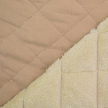 Tissu matelassé envers fausse fourrure, beige