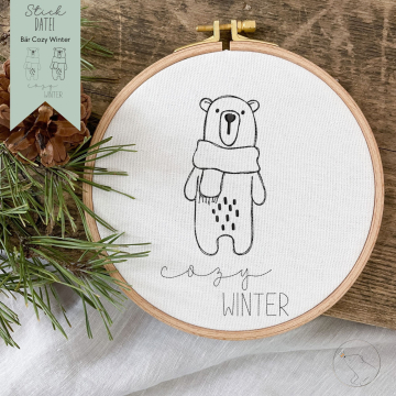 Fichier modèle broderie Ours Cozy hiver Beemybear