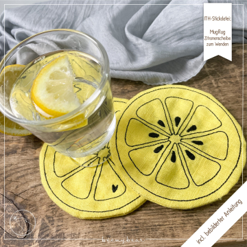 Fichier modèle broderie Sous-verre rondelles de citron Beemybear