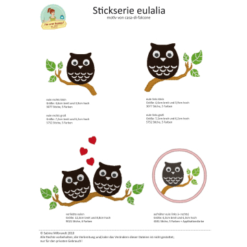 Stickdatei I´m sew happy! Eule