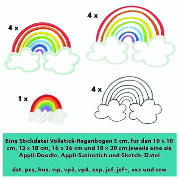 Stickdatei MiToSa-Kreativ Regenbogen alle Größen