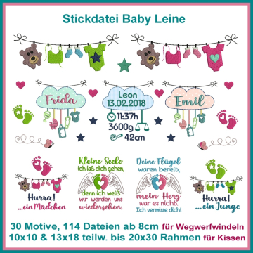 Stickdatei Rock Queen Baby Leine