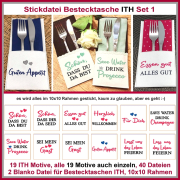 Stickdatei Rock Queen Bestecktaschen-Set 1