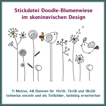 Stickdatei Rock Queen Blumenwiese Doodle
