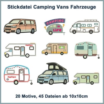 Stickdatei Rock Queen Camping Fahrzeuge