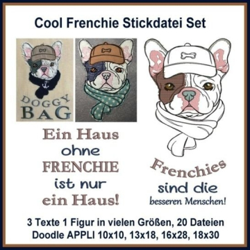Stickdatei Rock Queen Cool Frenchie