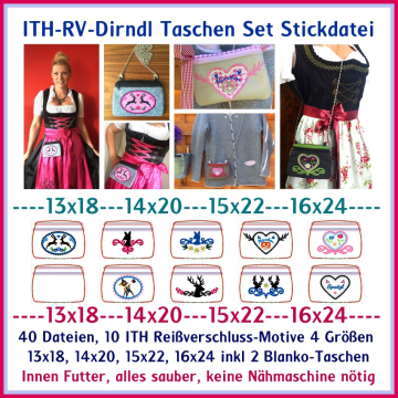 Fichier modèle broderie Sac Dirndl Kit 1 Rock Queen