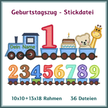 Stickdatei Rock Queen Geburtstagszug