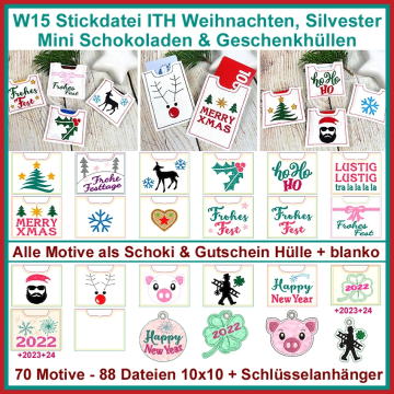 Stickdatei Rock Queen Geschenkhüllen Weihnachten, Silvester, Mini Schololaden