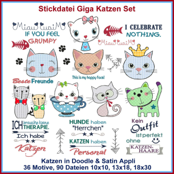 Stickdatei Rock Queen Giga Set Katzen