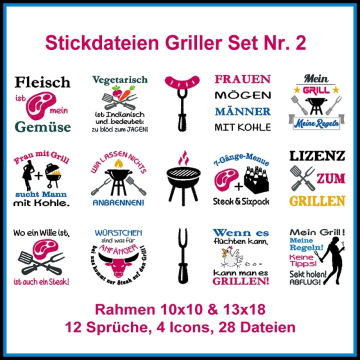 Fichier modèle broderie Barbecue Kit 2 Rock Queen