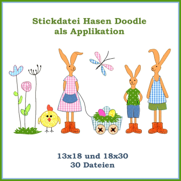 Stickdatei Rock Queen Hasenfamilie