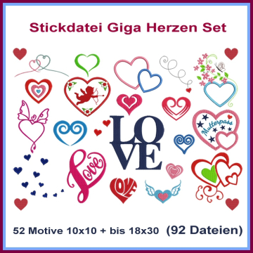 Stickdatei Rock Queen Herzen