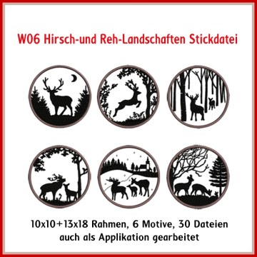 Stickdatei Rock Queen Hirschlandschaften