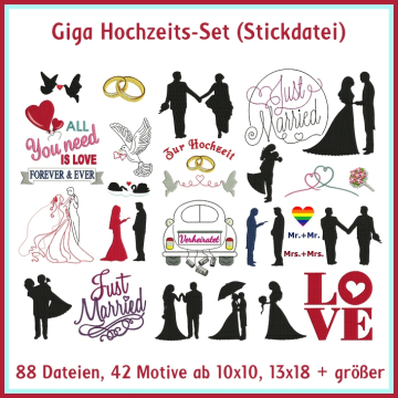 Stickdatei Rock Queen Hochzeits-Set