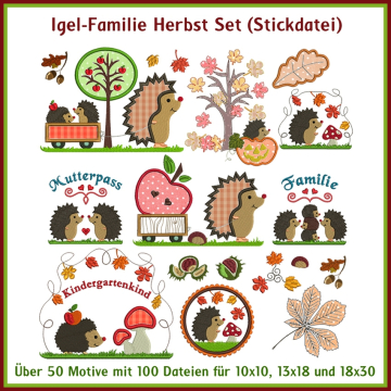 Stickdatei Rock Queen Igel-Familie