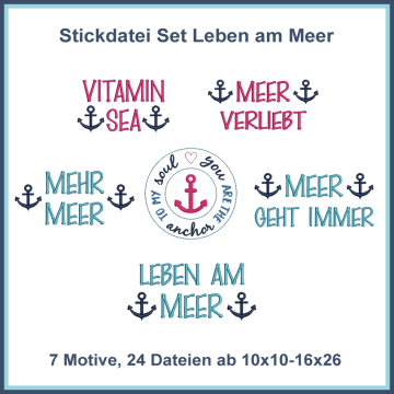 Borduurbestand Rock Queen Leben am Meer, Duits