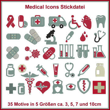 Stickdatei Rock Queen Medical Icons