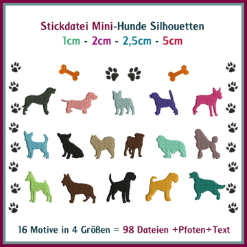 Stickdatei Rock Queen Mini-Hunde