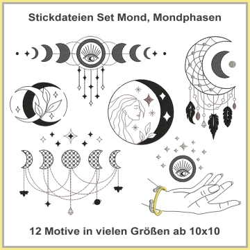 Stickdatei Rock Queen Mondphasen