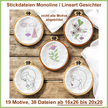 Stickdatei Rock Queen Monoline Faces Set big, german