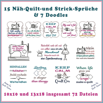Stickdatei Rock Queen Näh-, Quilt- und Strick-Sprüche