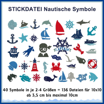 Stickdatei Rock Queen Nautische Symbole