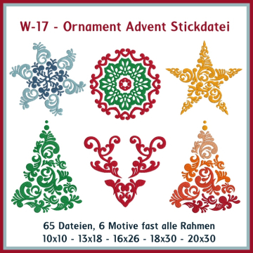 Stickdatei Rock Queen Ornamente W17