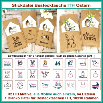 Stickdatei Rock Queen Oster-Bestecktaschen