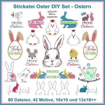 Stickdatei Rock Queen Oster-Set Frohe Ostern