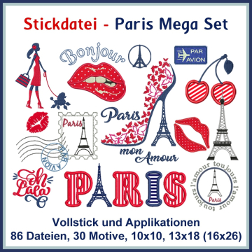 Stickdatei Rock Queen Paris Mega Set