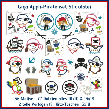 Borduurbestand Rock Queen Piraten Applikations-Set