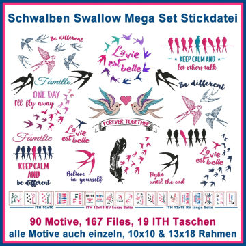 Stickdatei Rock Queen Schwalben