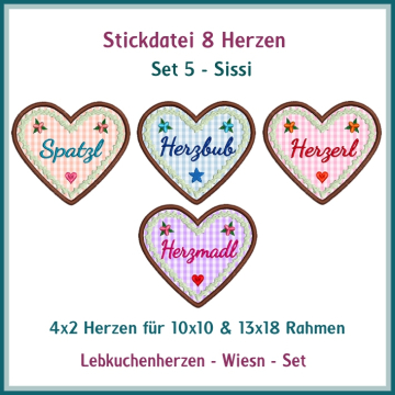 Borduurbestand Rock Queen Sissi Lebkuchenherzen Nr. 5