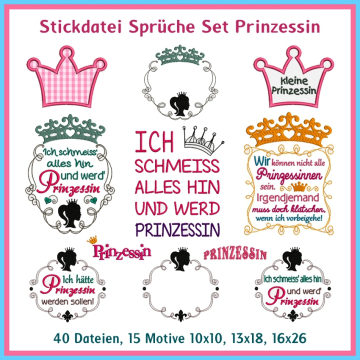 Stickdatei Rock Queen Sprüche Prinzessin