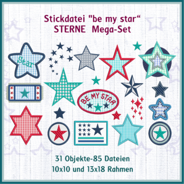 Fichier modèle broderie Étoiles grand set Rock Queen