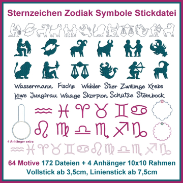 Stickdatei Rock Queen Sternzeichen Zodiak