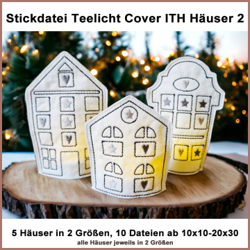 Borduurbestand Rock Queen Teelicht Cover Häuser 2, Duits
