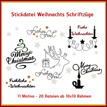 Stickdatei Rock Queen Weihnachts-Schriftzüge