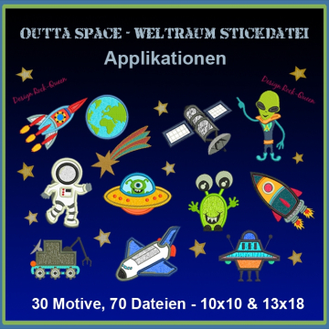 Fichier modèle broderie Astronautes espace Rock Queen