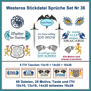 Stickdatei Rock Queen Westeros 36