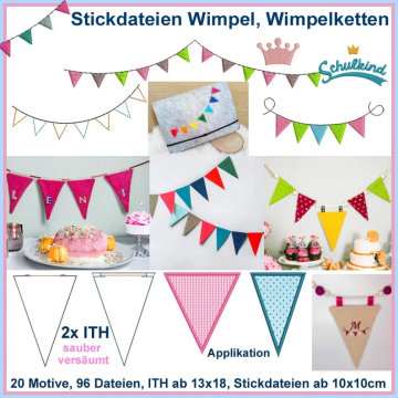 Stickdatei Rock Queen Wimpel, Wimpelketten, german