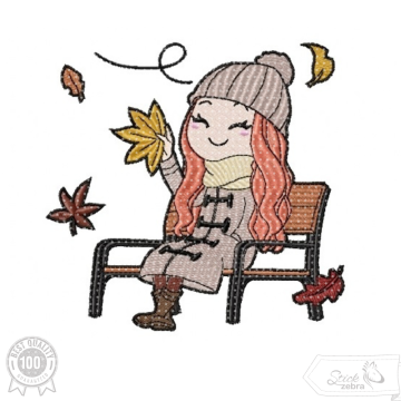 Borduurbestand Stickzebra herfstmeisje, Duits