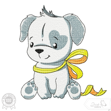 Borduurbestand Stickzebra hond met strik, Duits