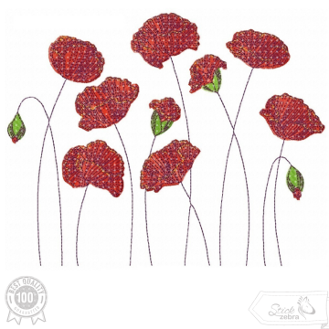 Borduurbestand Stickzebra Mohnblumen, Duits