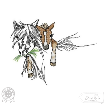 Borduurbestand Stickzebra Pferd mit Fohlen, Duits
