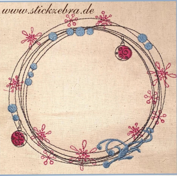 Stickdatei Stickzebra Rahmen Winterzauber, duits